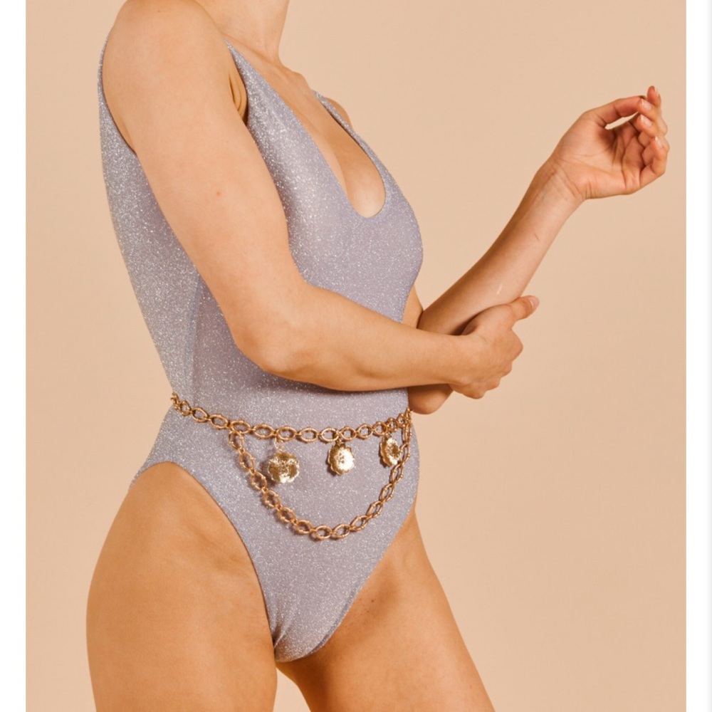 Maiyo Acacia Lilac Lurex Sparkly Purple Bathing Suit (belt not included)
